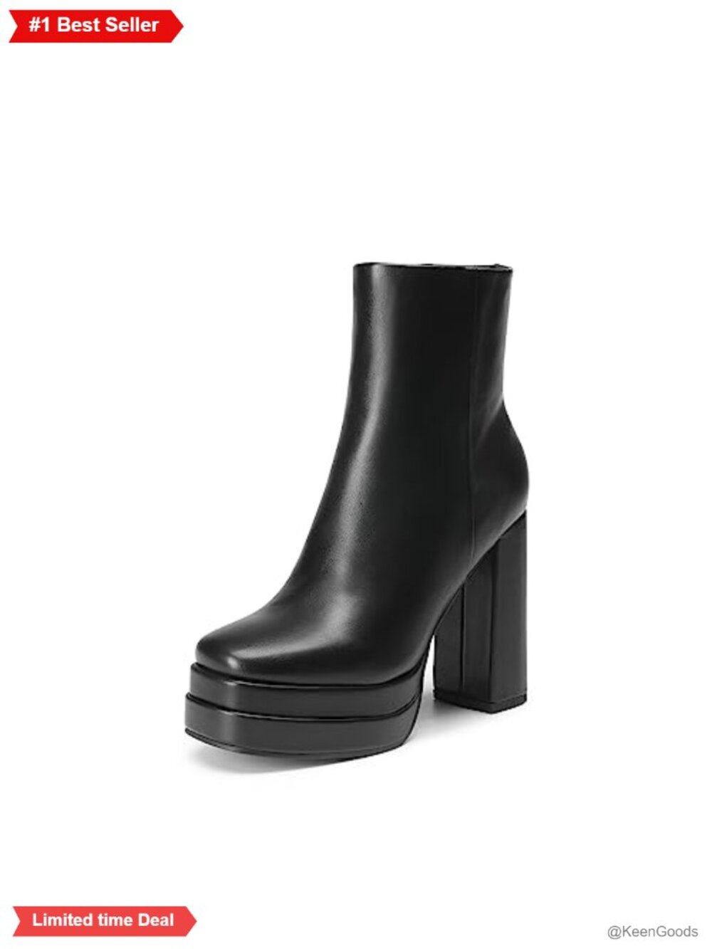 Platform Gogo Chunky Heel Ankle Boots Square Toe Faux Leather Y2K Party